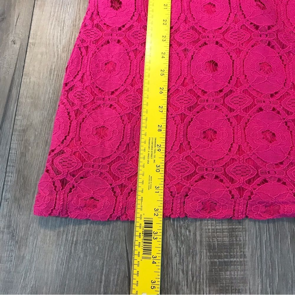 Sandra Darren Fuchsia Pink Lace Embellished Dress Sz 8P - Picture 10 of 11